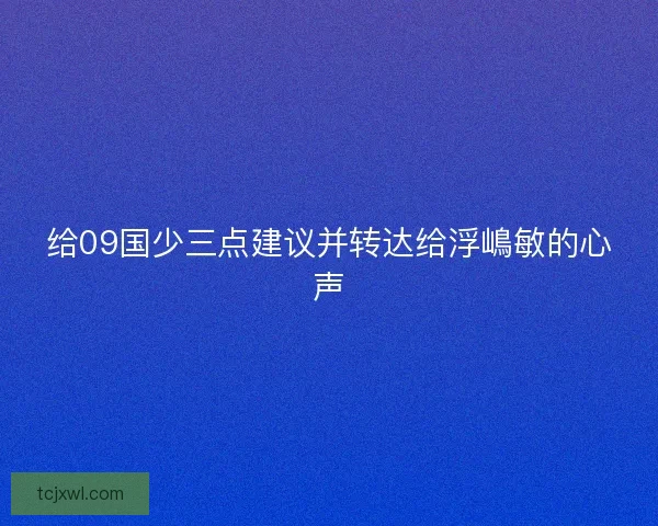 给09国少三点建议并转达给浮嶋敏的心声